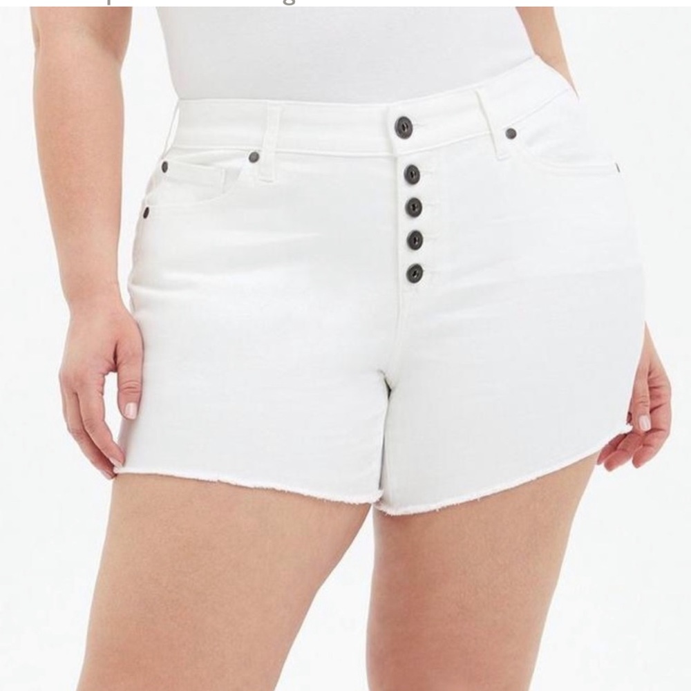 Torrid White Denim Button Front Shorts